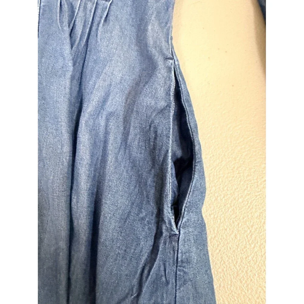 Madewell Denim Button Front Mini Dress NWT Size 2  Long Sleeve Pleated